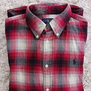 Ralph Lauren Men’s Shirt Large Red Plaid Button Down Long Sleeve Preppy Classic